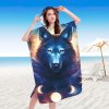 Stylové plážové pončo MOON WOLF barevné s kapucí
