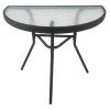 Skleněný zahradní stolek PREXO černý 70x40 cm půlkruhový tvar