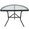 Zahradní stůl PREXO černý 70x40 cm půlkruh se skleněnou deskou