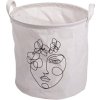 Designový úložný koš GUSTA 30x30 cm bílý s černým line art motivem