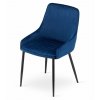 Elegantní modrá sametová židle MONZA s černými kovovými nohami