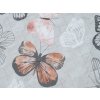 Elegantní přehoz na postel MY BUTTERFLY DIAMOND šedý s růžovými motýly