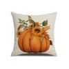 Povlak na polštář PUMPKIN JOY 45x45 cm béžový s dýní a slunečnicemi