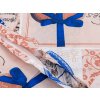 Bavlněné povlečení hnědé béžové tyrkysové romantické provence shabby srdce dřevo vzorované rustikální krajka