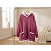 LAVENDR vínová mikinová deka s kapucí pro zimní pohodu