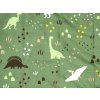 Povlečení DINO STEPS tmavě zelené pro malé milovníky dinosaurů
