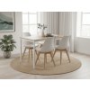 Jídelní stůl RAMOD 100x60 a 4 bílé židle KITO – kompaktní jídelní set