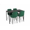 Jídelní set 1 + 4, černý stůl RAMOD 100x60 cm mramorový dekor + zelená židle TURIN s černými nohami