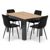Jídelní set MADO 120x80 černý/dub a židle LAVA samet černý – moderní styl