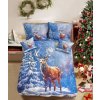 3D bavlněné povlečení FROSTED DEER modré s vánočním motivem