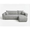 Stylová světle šedá rohová pohovka SORELA CORD s funkcí spaní a dvěma polštářky zdarma