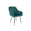 Tmavě zelené jídelní křeslo LOREN VELVET s černými nohami