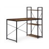 Psací stůl s regálem LOFTY 120x60 cm černý / rustikálně hnědý v industriálním stylu