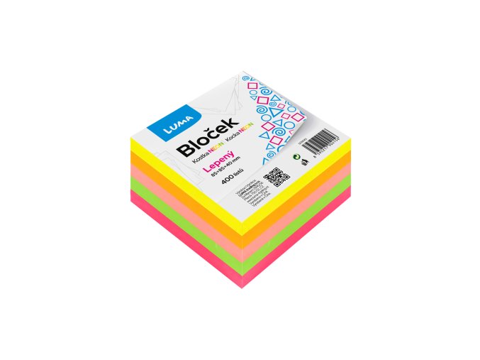 Bloček KOSTKA barevná NEON 85 x 85 x 40mm lepená LUMA