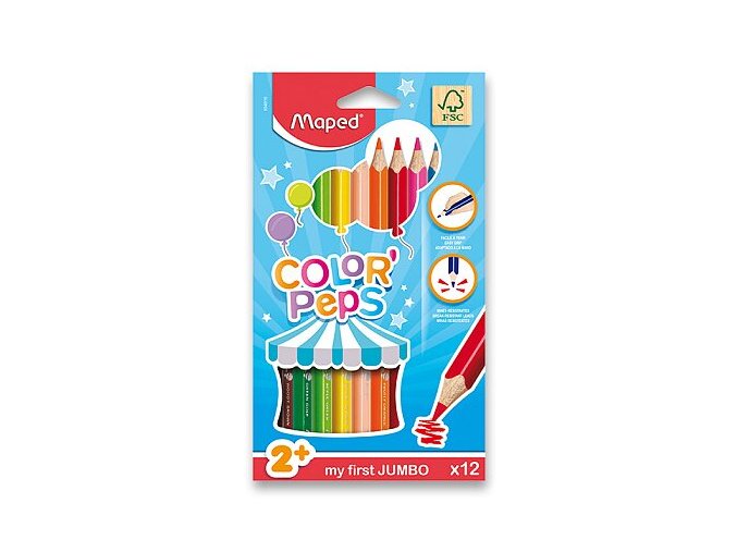 Pastelky Maped Color'Peps Jumbo 12 barev, trojhranné