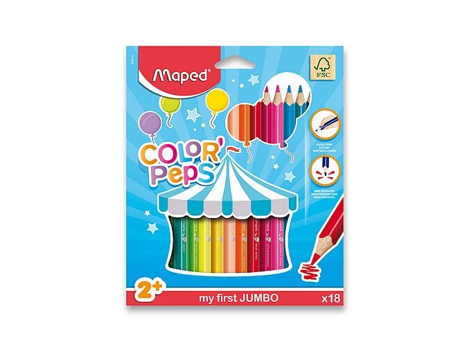 Trojhranné silné pastelky Maped Color'Peps Jumbo 18 barev