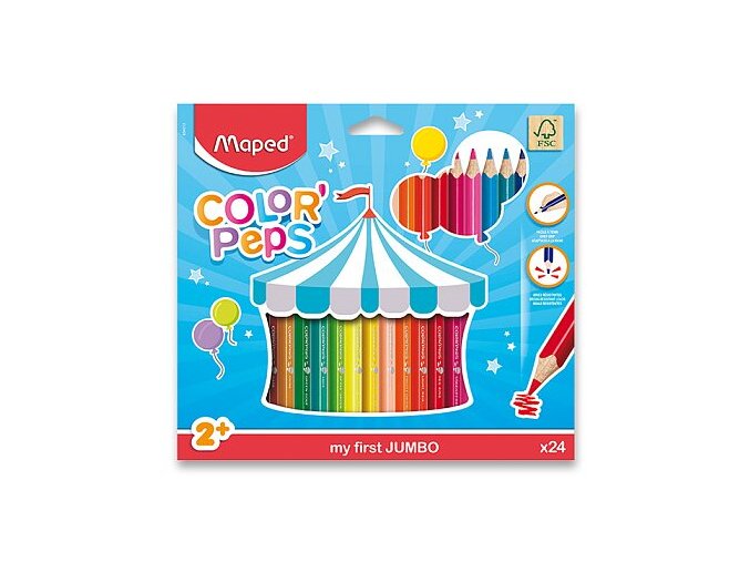 Trojhranné silné pastelky Maped Color'Peps Jumbo 24 barev