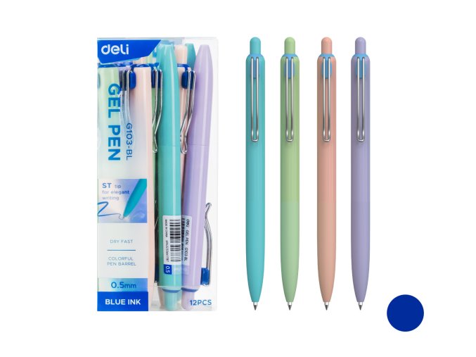 Propiska gelová DELI EG103 BL modrá mix