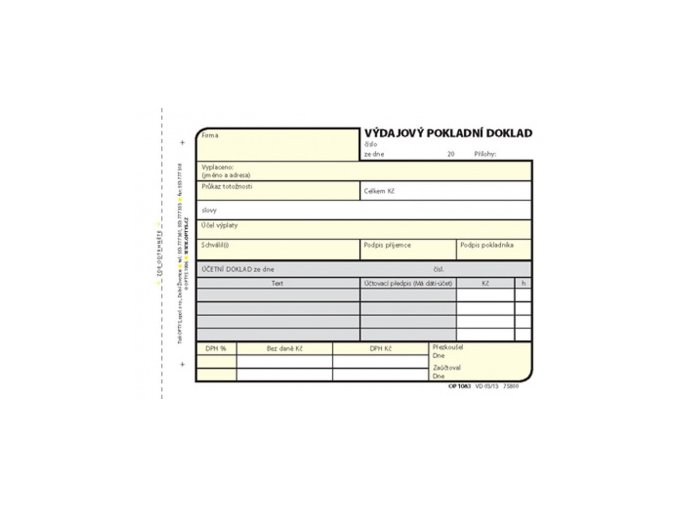 Výdajový pokladní doklad A6 samopropis,100 listů