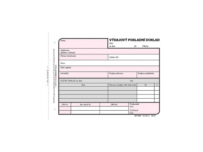 Výdajový pokladní doklad A6,100 listů