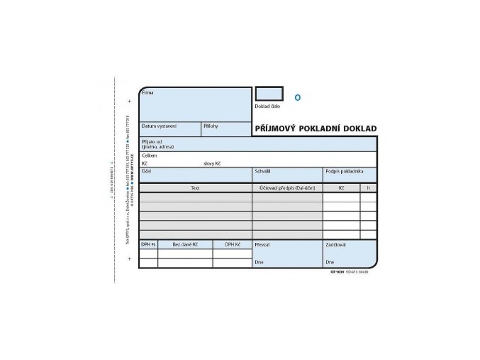 A Příjmový pokladní doklad A6 číslovaný, 2x50 listů