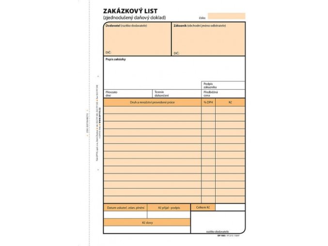 Zakázkový list A5 samopropis, 100 listů