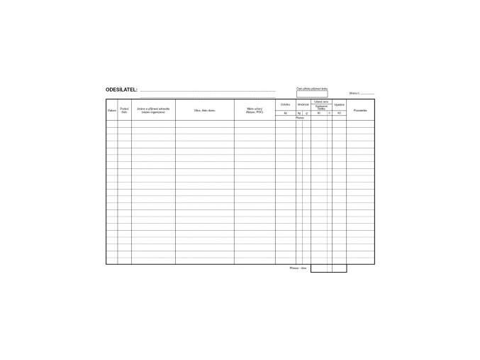 Kniha odeslané pošty A4,1 blok, 40 stran