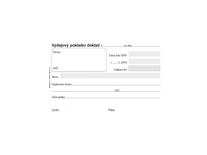 Výdajový pokladní doklad A6 samopropis,50 listů