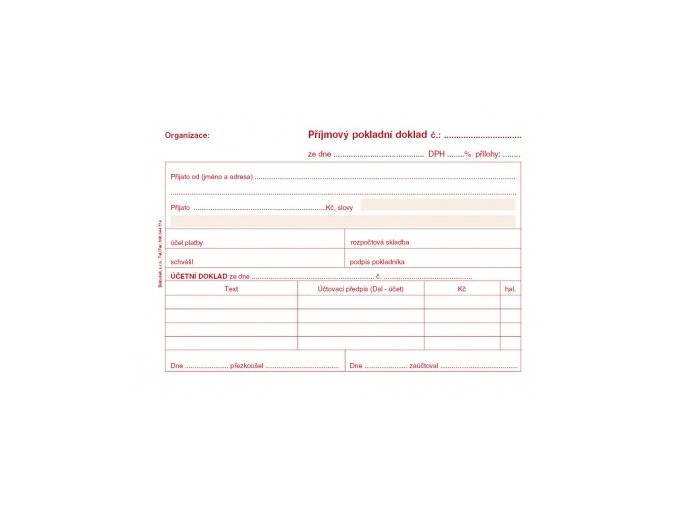 Příjmový pokladní doklad pro PU A6, 50 listů