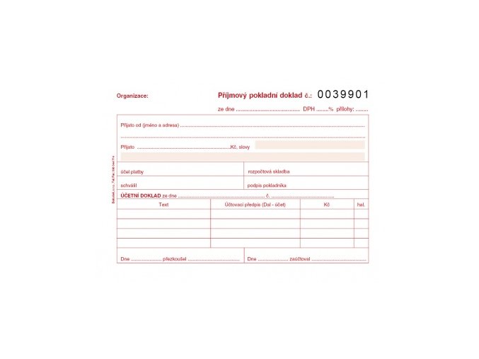 Příjmový pokl.doklad pro PU samopr.číslovaný, 50 listů