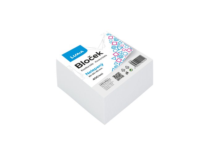 Bloček KOSTKA bílá 85 x 85 x40mm nelepená LUMA