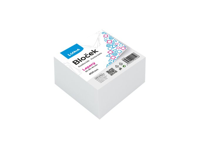 Bloček KOSTKA bílá 85 x 85 x40mm lepená LUMA