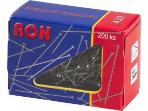 Kvalitní ocelové špendlíky v papírové krabičce po 200 kusech.