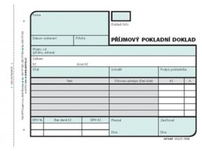 Příjmový doklad A6 samopropis nečísl., 2x50 listů