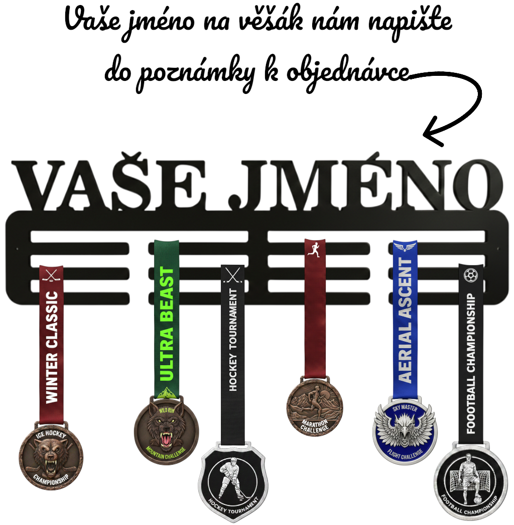 Černý věšák na medaile