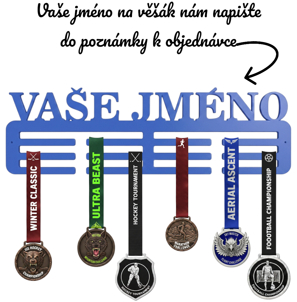 Tmavě modrý věšák na medaile