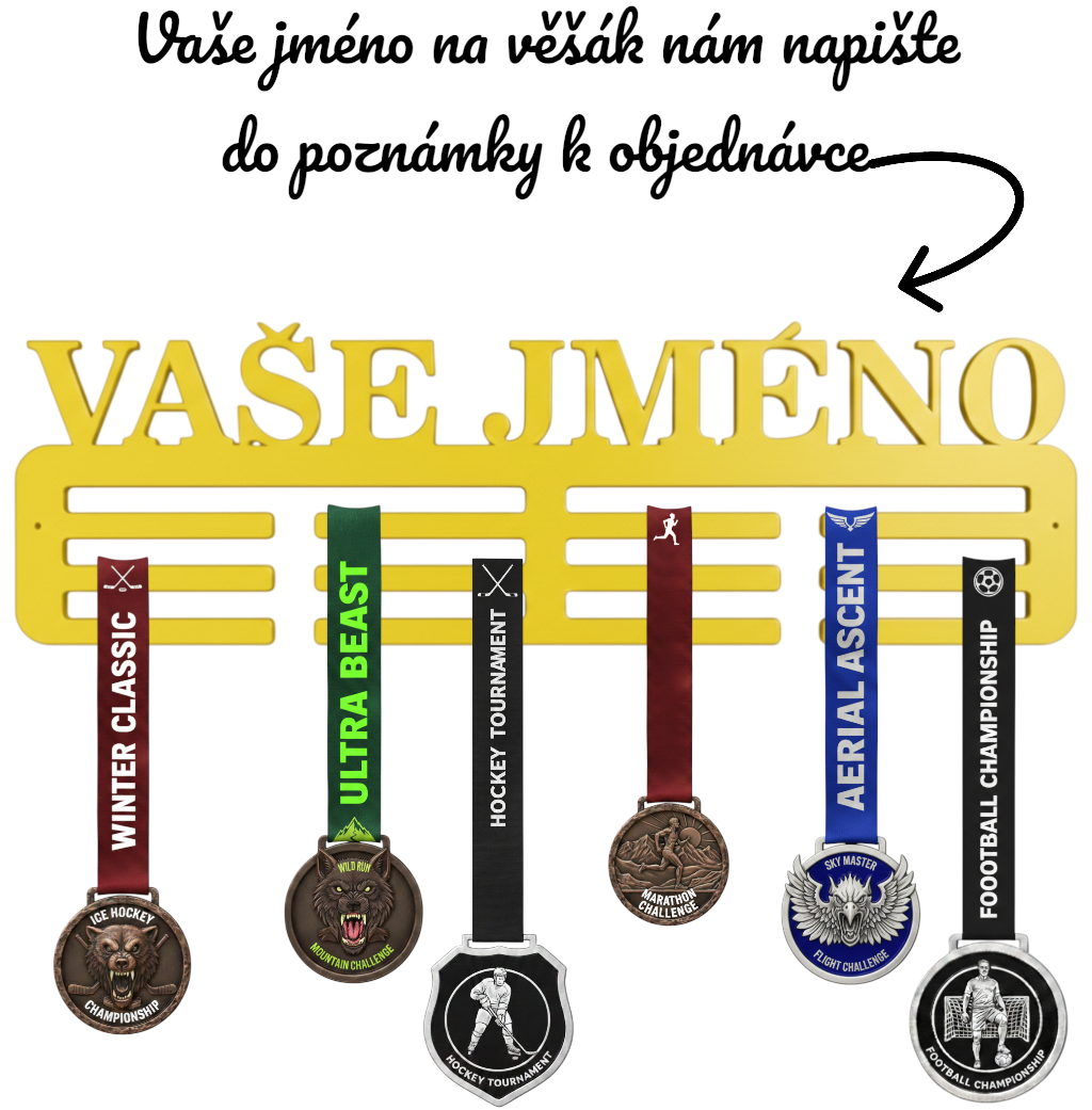 Světle modrý věšák na medaile