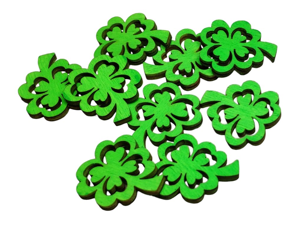 Čtyřlístek pro štěstí - dřevěná dekorace, ZELENÁ