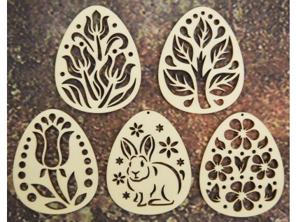 Vajíčka s králíkem a kvítky 5 kusů