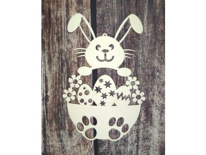 Velikonoční zajíček s vajíčky v košíčku