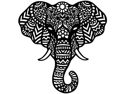 Dřevěná dekorace na zeď - slon, ČERNÁ