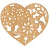 Dřevěná dekorace na zeď - srdce s květy, DUB