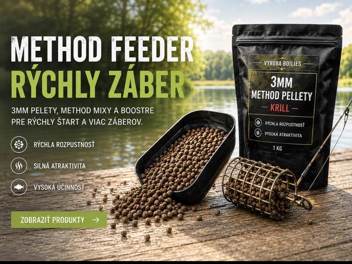 Method feeder pelety na rýchly záber