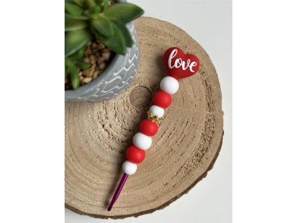 Srdce Love háček se silikonovými korálkami vyrobenolaskou