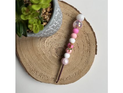 Růže háček se silikonovými korálky vyrobenolaskou min