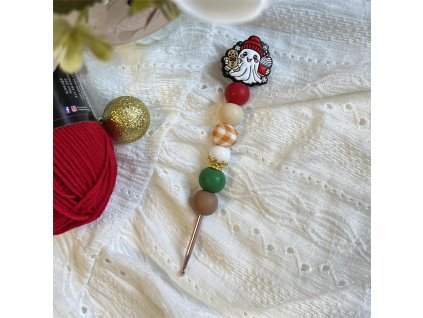 Vánoční duch 2 háček se silikonovými korálky vyrobenolaskou.cz