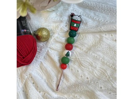 Vánoční kafíčko háček se silikonovými korálky vyrobenolaskou.cz