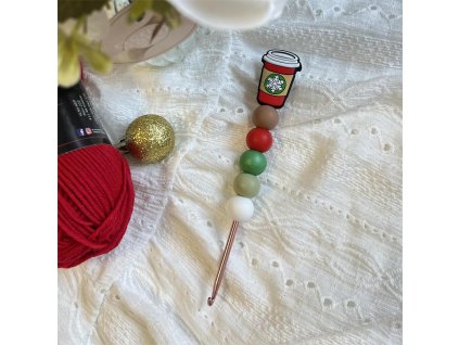 Vánoční kelímek háček se silikonovými korálky vyrobenolaskou.cz