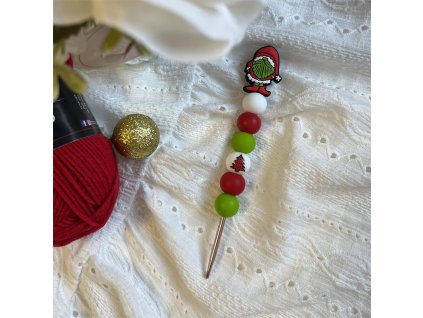 Zelený skřítek háček se silikonovými korálky vyrobenolaskou.cz