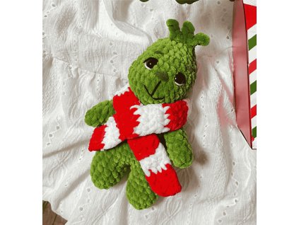 Grinch, zelený skřítek, háčkovaný skřítek vyrobenolaskou